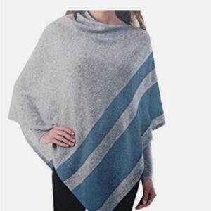 Celeste Wool Gray and Blue Striped Wrap